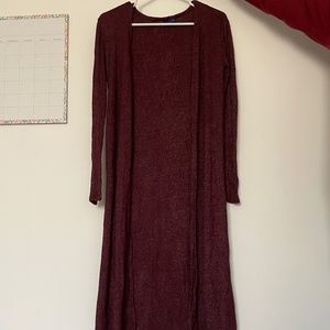 Long burgundy cardigan